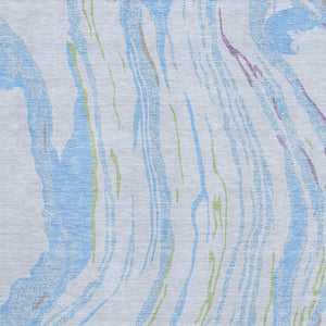 HomeRoots 5' X 8' Abstract Washable Area Rug in Soft Sky Blue, Lavender & Green – UV Protected & Stain Resistant! 681409