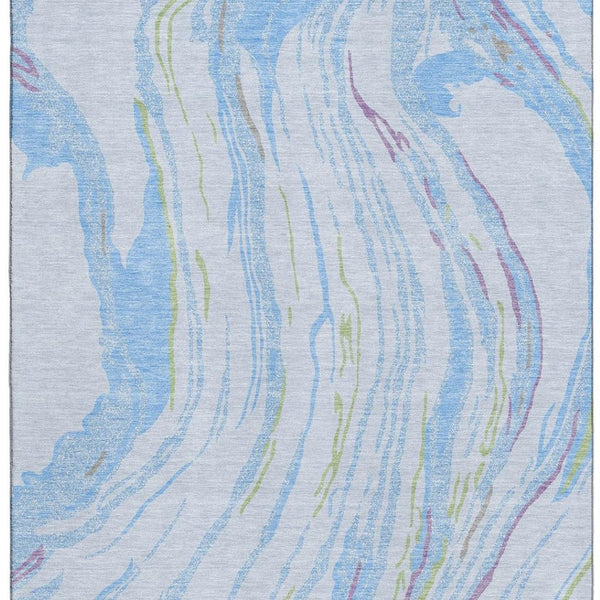 HomeRoots 5' X 8' Abstract Washable Area Rug in Soft Sky Blue, Lavender & Green – UV Protected & Stain Resistant! 681409