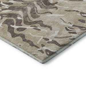 HomeRoots 5' X 8' Abstract Beige Taupe Ivory Washable Area Rug - UV Protected, Soft, Stain-Resistant Design 681415