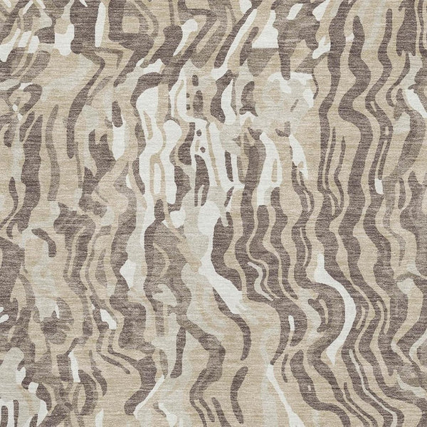 HomeRoots 5' X 8' Abstract Beige Taupe Ivory Washable Area Rug - UV Protected, Soft, Stain-Resistant Design 681415