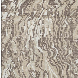 HomeRoots 5' X 8' Abstract Beige Taupe Ivory Washable Area Rug - UV Protected, Soft, Stain-Resistant Design 681415