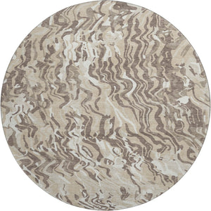 HomeRoots 8' Abstract Washable Round Rug in Beige, Taupe & Ivory - UV Protected, Stain Resistant & Stylish Design 681416