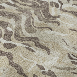 HomeRoots 8' Abstract Washable Round Rug in Beige, Taupe & Ivory - UV Protected, Stain Resistant & Stylish Design 681416