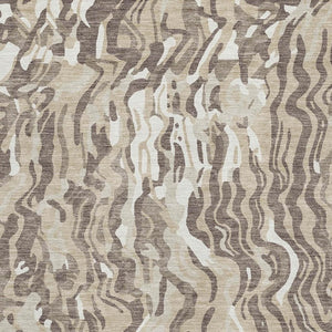 HomeRoots 8' X 10' Abstract Washable Area Rug in Beige Taupe & Ivory - Durable, UV Protected & Stain-Resistant! 681417