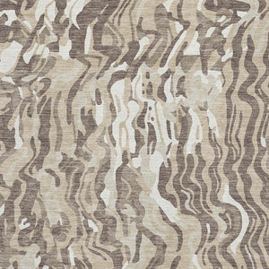 HomeRoots 9' X 12' Beige Taupe Ivory Abstract Washable Area Rug with UV Protection for Modern Living Spaces 681418