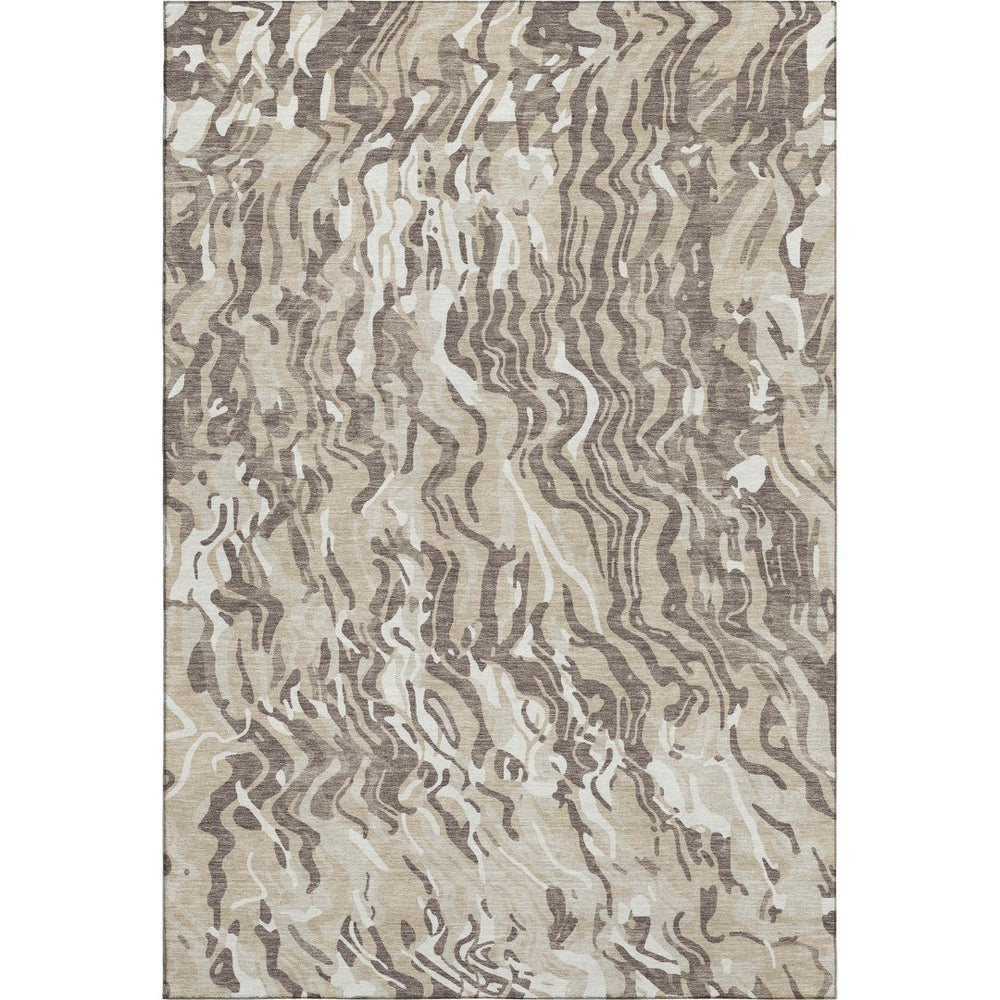 HomeRoots 10' Beige Taupe & Ivory Abstract Washable Area Rug – Durable, UV Protected, & Easy-Care for Homes 681419