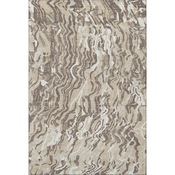 HomeRoots 10' Beige Taupe & Ivory Abstract Washable Area Rug – Durable, UV Protected, & Easy-Care for Homes 681419