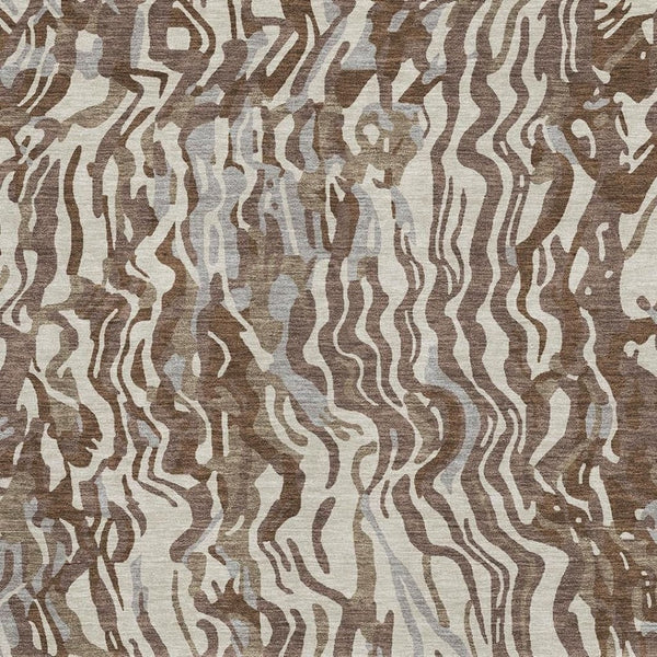 HomeRoots 5' X 8' Washable Abstract Area Rug in Brown, Beige & Taupe - UV Protected, Stain Resistant, Durable Design 681427