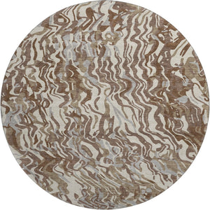 HomeRoots 8' Abstract Washable Round Rug in Brown, Beige & Taupe - Durable, UV-Protected, Stylish & Practical 681428