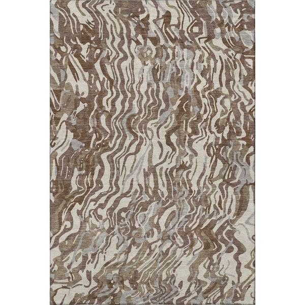 HomeRoots 9' X 12' Abstract Washable Area Rug – Stylish Brown, Beige & Taupe with UV Protection for Homes 681430