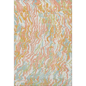 HomeRoots 9' X 12' Abstract Area Rug in Coral, Mint Green & Sky Blue - Washable, UV-Protected & Stain-Resistant 681436