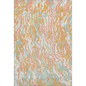 HomeRoots 10' Modern Coral Mint Green and Sky Blue Abstract Washable Area Rug with UV Protection & Durability 681437