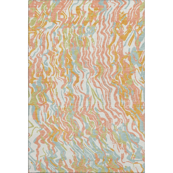 HomeRoots 10' Modern Coral Mint Green and Sky Blue Abstract Washable Area Rug with UV Protection & Durability 681437
