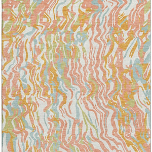 HomeRoots 10' Modern Coral Mint Green and Sky Blue Abstract Washable Area Rug with UV Protection & Durability 681437