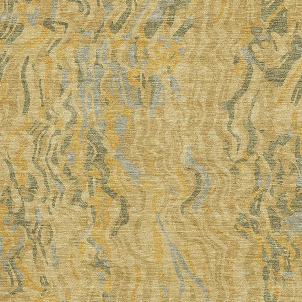 HomeRoots 5' X 8' Modern Gold Gray Olive Green Abstract Washable Rug with UV Protection for High-Traffic Areas 681439