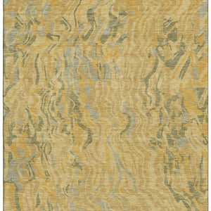 HomeRoots 8' X 10' Abstract Washable Area Rug in Gold, Gray & Olive Green - UV Protected & Stain Resistant 681441