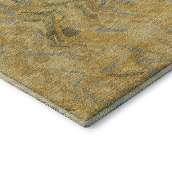 HomeRoots 9' X 12' Gold Gray Olive Green Abstract Area Rug - Washable, UV Protected, Modern Design for Homes 681442