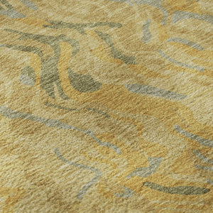 HomeRoots 9' X 12' Gold Gray Olive Green Abstract Area Rug - Washable, UV Protected, Modern Design for Homes 681442