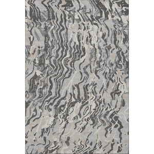 HomeRoots 5' X 8' Contemporary Gray Silver Ivory Abstract Area Rug - Washable, UV Protected, Easy Care! 681445