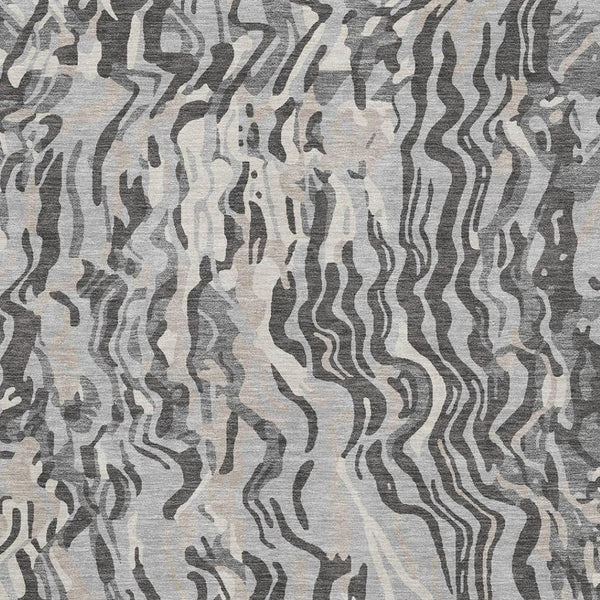 HomeRoots 9' X 12' Modern Gray Silver Ivory Washable Area Rug with UV Protection for Stylish, Busy Homes 681448