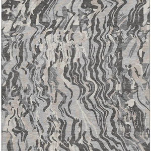 HomeRoots 10' Modern Abstract Area Rug in Gray, Silver & Ivory - Washable, UV Protected & Stain-Resistant! 681449