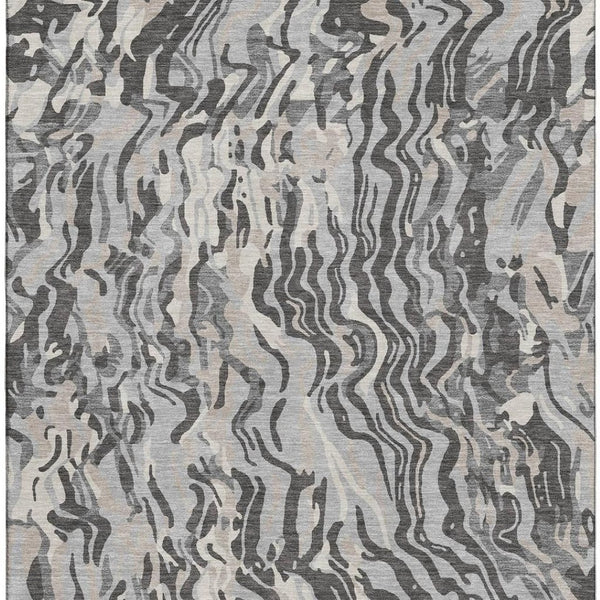 HomeRoots 10' Modern Abstract Area Rug in Gray, Silver & Ivory - Washable, UV Protected & Stain-Resistant! 681449