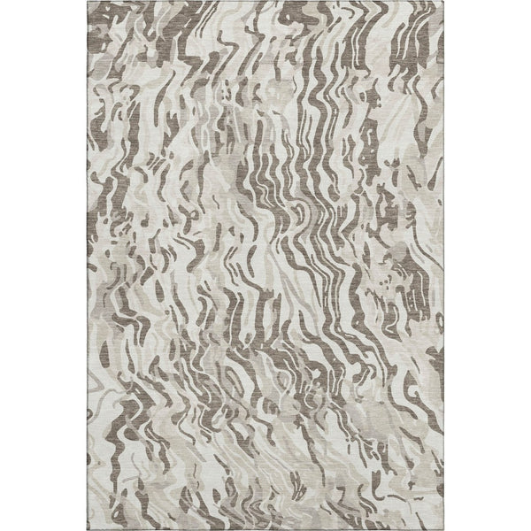 HomeRoots 5' X 8' Washable Gray Silver & Ivory Abstract Area Rug – Stylish, Durable, UV-Protected for Homes! 681451