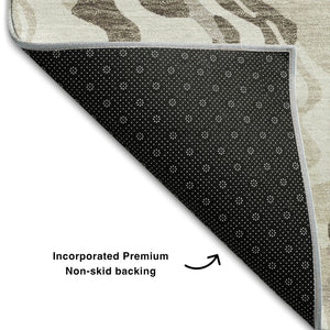 HomeRoots 5' X 8' Washable Gray Silver & Ivory Abstract Area Rug – Stylish, Durable, UV-Protected for Homes! 681451