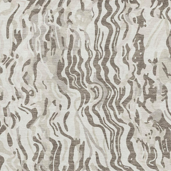 HomeRoots 5' X 8' Washable Gray Silver & Ivory Abstract Area Rug – Stylish, Durable, UV-Protected for Homes! 681451