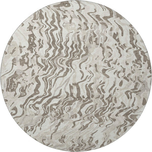 HomeRoots 8' Gray Silver and Ivory Abstract Round Rug – Durable, Washable, UV-Protected for Modern Spaces 681452