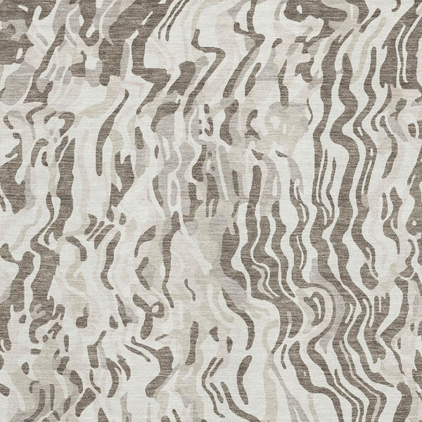 HomeRoots 8' X 10' Abstract Gray, Silver & Ivory Washable Area Rug with UV Protection for Modern Homes 681453