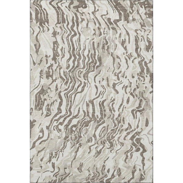 HomeRoots 8' X 10' Abstract Gray, Silver & Ivory Washable Area Rug with UV Protection for Modern Homes 681453