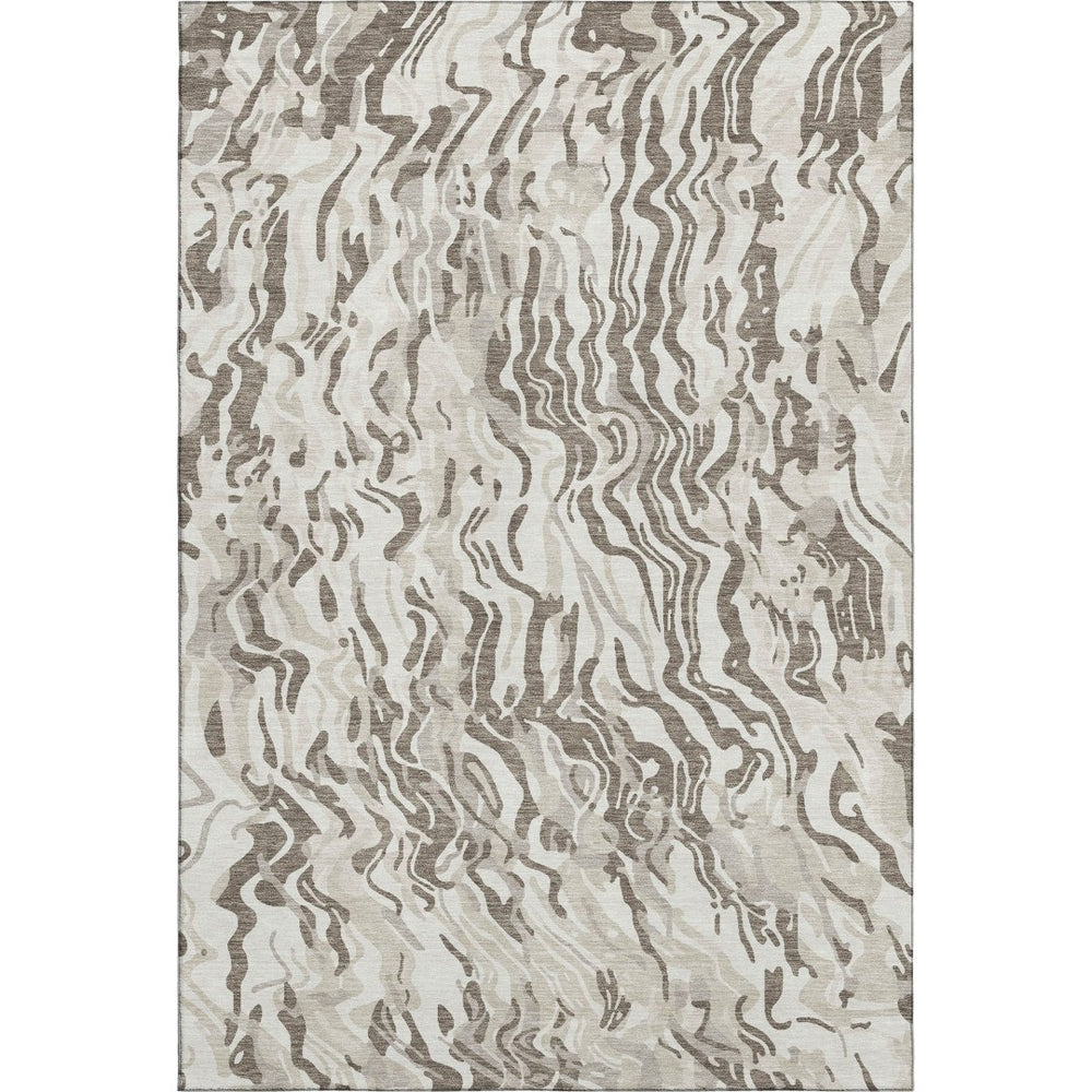 HomeRoots 10' Gray Silver and Ivory Abstract Washable Area Rug with UV Protection for High-Traffic Spaces 681455