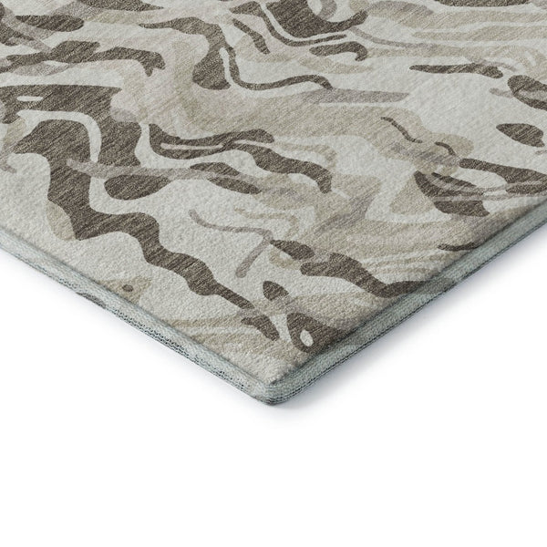 HomeRoots 10' Gray Silver and Ivory Abstract Washable Area Rug with UV Protection for High-Traffic Spaces 681455