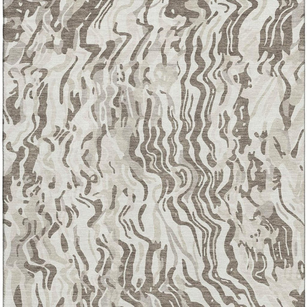 HomeRoots 10' Gray Silver and Ivory Abstract Washable Area Rug with UV Protection for High-Traffic Spaces 681455