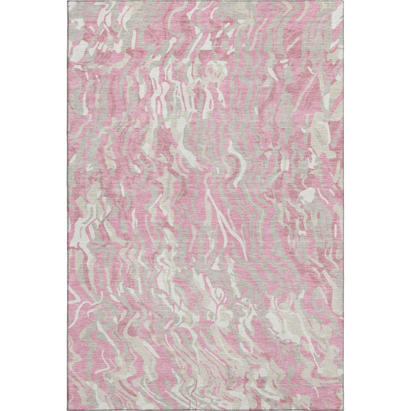 HomeRoots 5' X 8' Pink And Ivory Abstract Washable Area Rug - Stylish, Stain Resistant, UV Protected for Homes 681457