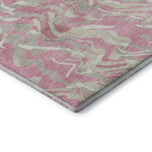 HomeRoots 5' X 8' Pink And Ivory Abstract Washable Area Rug - Stylish, Stain Resistant, UV Protected for Homes 681457