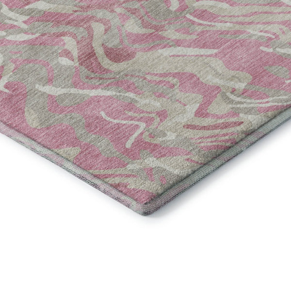 HomeRoots 5' X 8' Pink And Ivory Abstract Washable Area Rug - Stylish, Stain Resistant, UV Protected for Homes 681457
