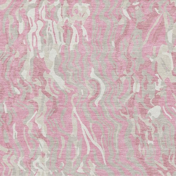 HomeRoots 5' X 8' Pink And Ivory Abstract Washable Area Rug - Stylish, Stain Resistant, UV Protected for Homes 681457