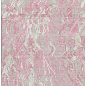 HomeRoots 9' X 12' Pink And Ivory Abstract Washable Area Rug - UV Protected, Soft, Durable & Stylish Design 681460