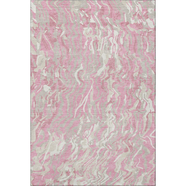 HomeRoots 9' X 12' Pink And Ivory Abstract Washable Area Rug - UV Protected, Soft, Durable & Stylish Design 681460