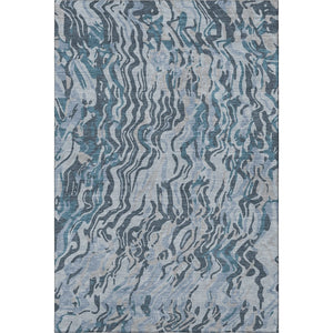 HomeRoots 5' Sky Blue & Gray Abstract Washable Area Rug - UV Protected, Durable & Easy to Clean for Homes! 681463