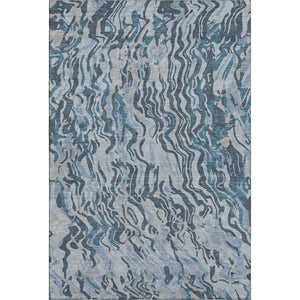 HomeRoots 8' X 10' Sky Blue and Gray Abstract Washable Area Rug with UV Protection for Modern Homes & Spaces 681465