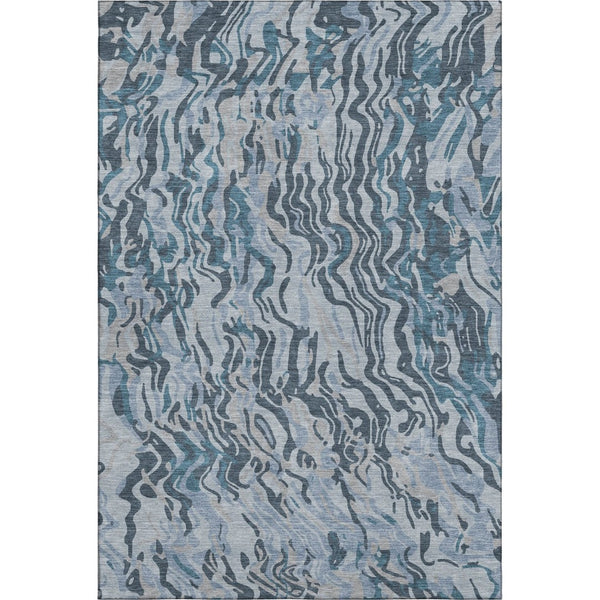 HomeRoots 8' X 10' Sky Blue and Gray Abstract Washable Area Rug with UV Protection for Modern Homes & Spaces 681465