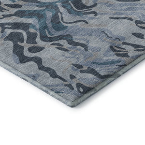 HomeRoots 8' X 10' Sky Blue and Gray Abstract Washable Area Rug with UV Protection for Modern Homes & Spaces 681465