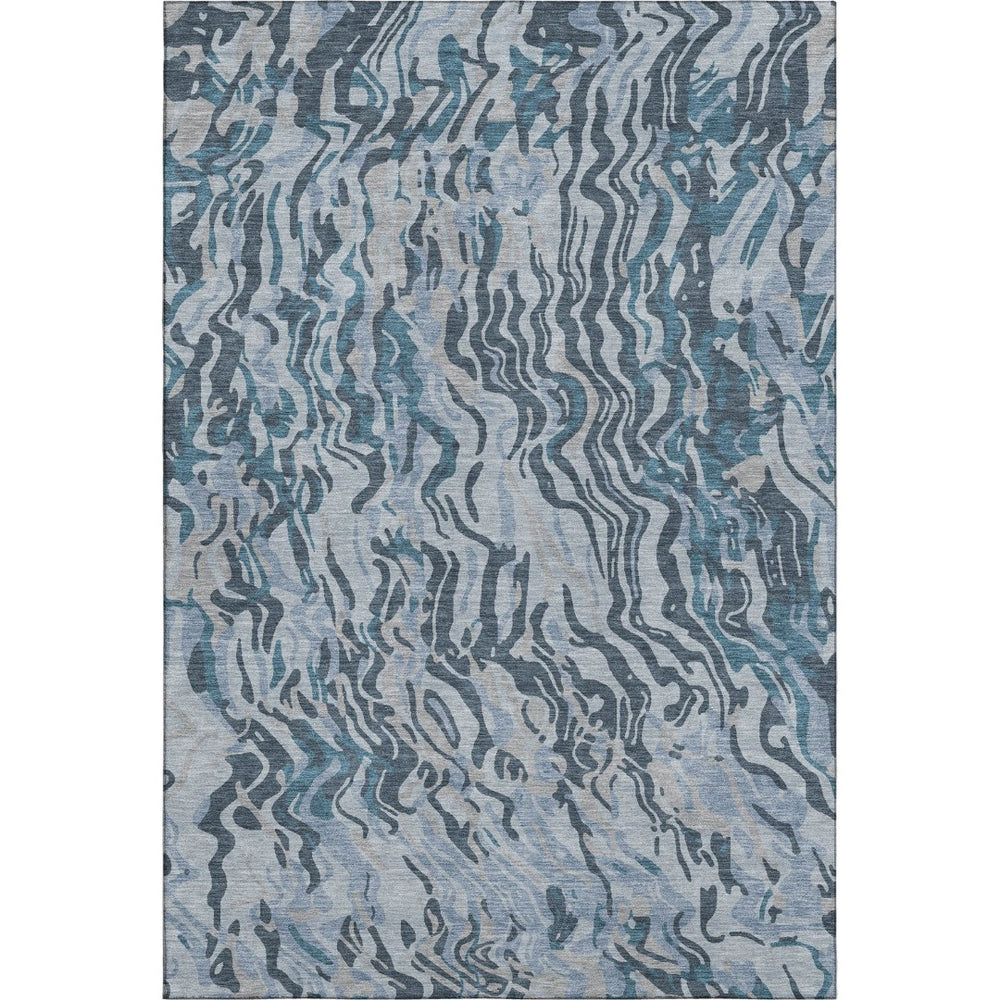 HomeRoots 9' X 12' Sky Blue and Gray Abstract Washable Area Rug - UV Protected, Stain-Resistant, Durable Design! 681466