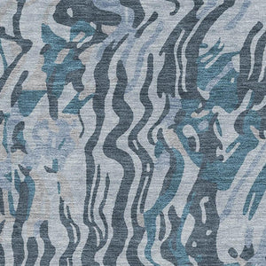 HomeRoots 9' X 12' Sky Blue and Gray Abstract Washable Area Rug - UV Protected, Stain-Resistant, Durable Design! 681466