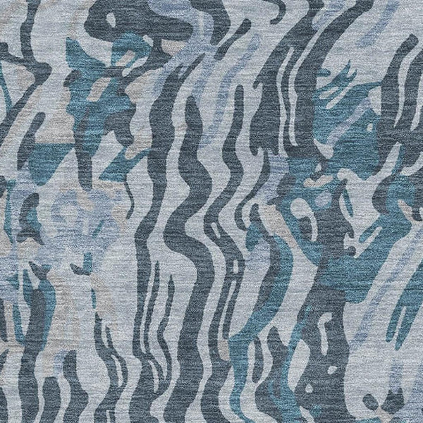 HomeRoots 9' X 12' Sky Blue and Gray Abstract Washable Area Rug - UV Protected, Stain-Resistant, Durable Design! 681466