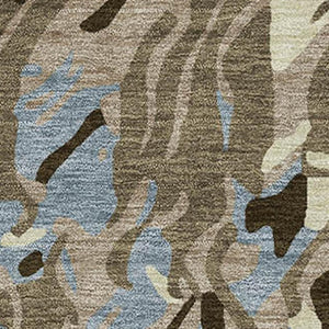 HomeRoots 5' X 8' Stylish Taupe Sky Blue Beige Abstract Washable Area Rug with Stain Resistance & UV Guard 681475