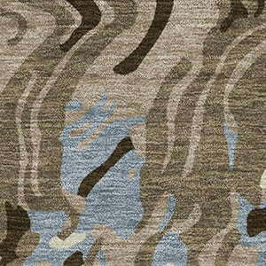 HomeRoots 8' X 10' Abstract Washable Area Rug in Taupe, Blue & Beige - UV Protected, Stain Resistant & Stylish 681477
